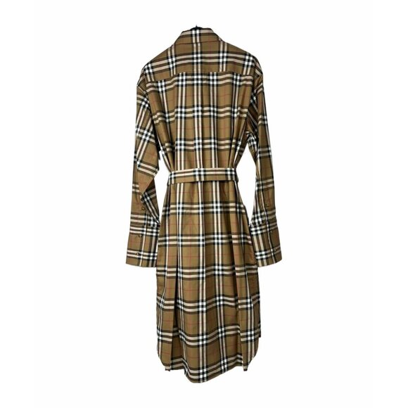 NWT Burberry Giovanna Beige Check Plaid Shirtdress Shirt Dress US Size 10 - Picture 2 of 7